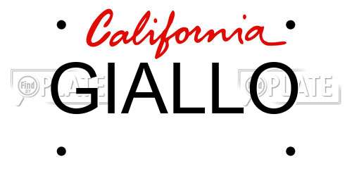 GIALLO California License Plate