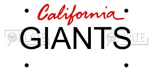 GIANTS California License Plate