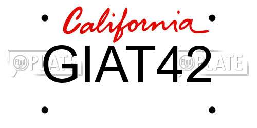 GIAT42 California License Plate