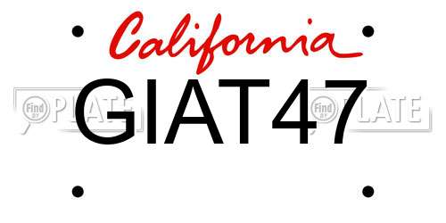 GIAT47 California License Plate