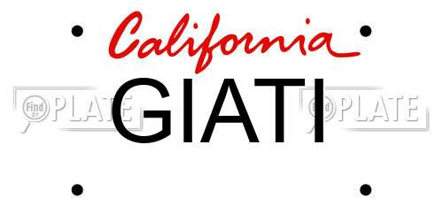 GIATI California License Plate