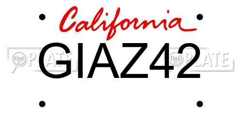 GIAZ42 California License Plate