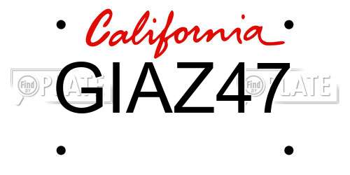GIAZ47 California License Plate
