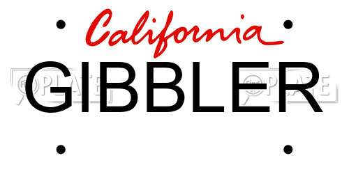 GIBBLER California License Plate