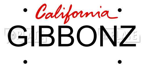 GIBBONZ California License Plate