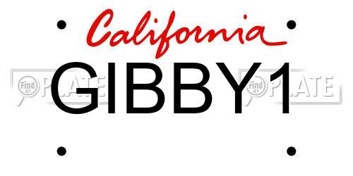 GIBBY1 California License Plate