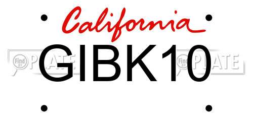 GIBK10 California License Plate