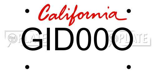 GID00O California License Plate