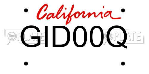 GID00Q California License Plate
