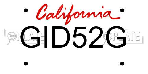GID52G California License Plate