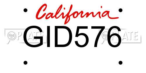 GID576 California License Plate
