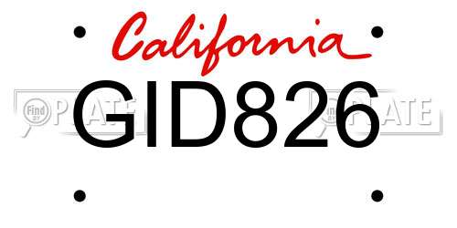 GID826 California License Plate