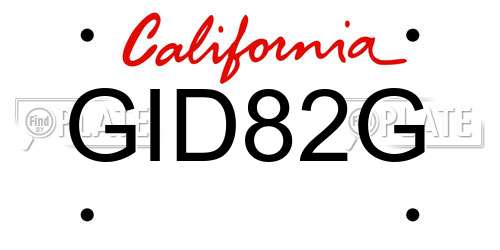 GID82G California License Plate