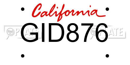 GID876 California License Plate