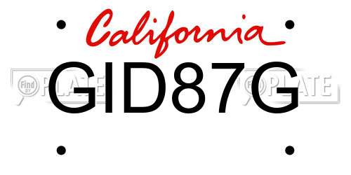 GID87G California License Plate