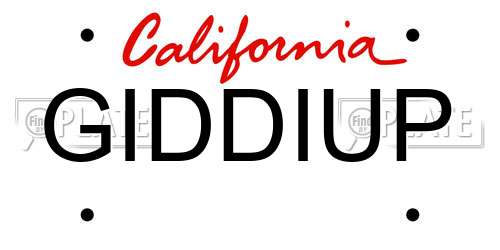 GIDDIUP California License Plate