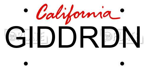 GIDDRDN California License Plate
