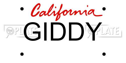 GIDDY California License Plate