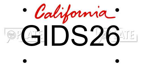 GIDS26 California License Plate