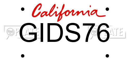 GIDS76 California License Plate