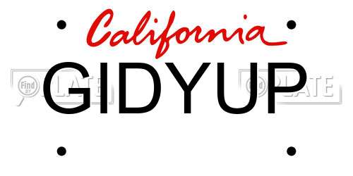 GIDYUP California License Plate