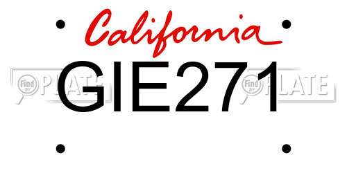 GIE271 California License Plate