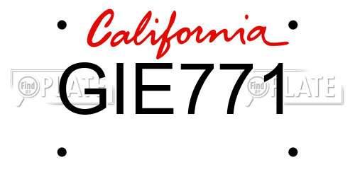 GIE771 California License Plate