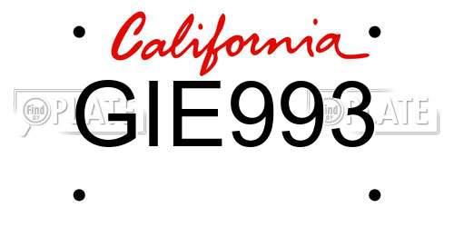 GIE993 California License Plate