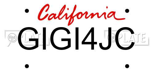 GIGI4JC California License Plate