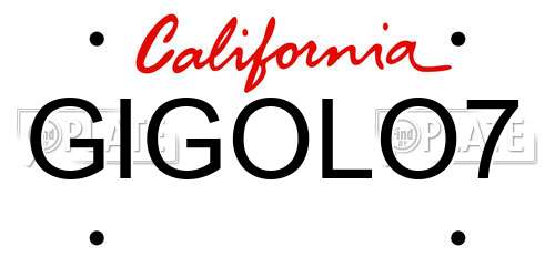 GIGOLO7 California License Plate
