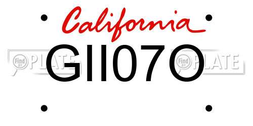 GII07O California License Plate