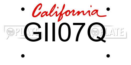 GII07Q California License Plate