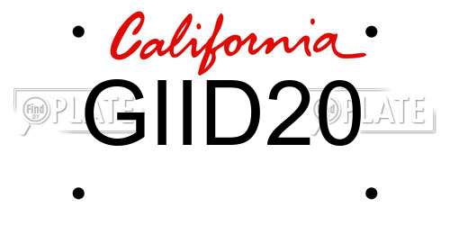 GIID20 California License Plate