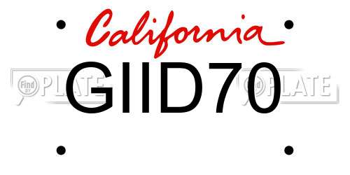GIID70 California License Plate