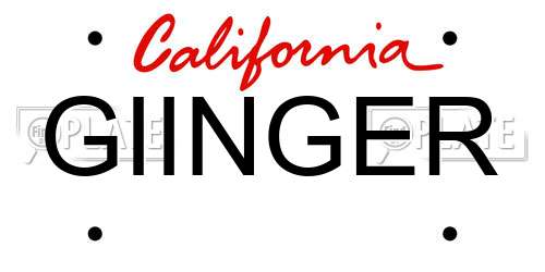 GIINGER California License Plate