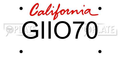 GIIO70 California License Plate