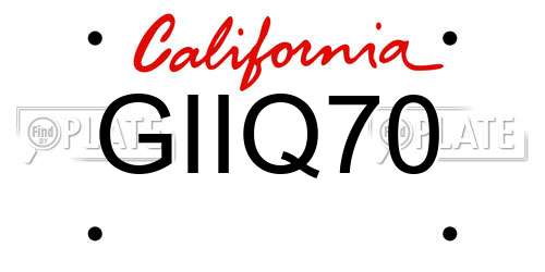 GIIQ70 California License Plate