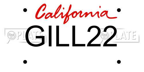 GILL22 California License Plate