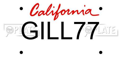 GILL77 California License Plate
