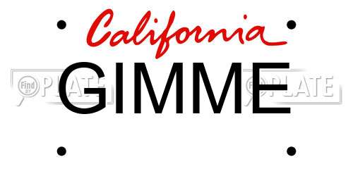 GIMME California License Plate