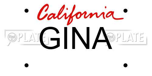 GINA California License Plate
