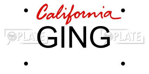 GING California License Plate