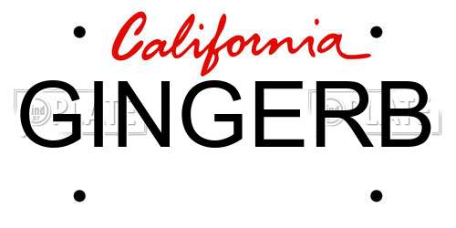 GINGERB California License Plate