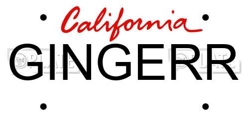 GINGERR California License Plate