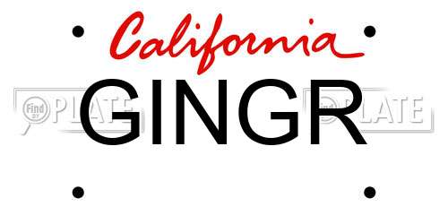 GINGR California License Plate