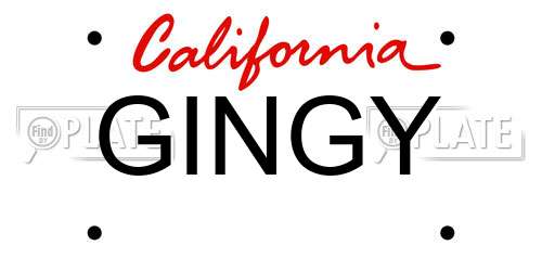 GINGY California License Plate