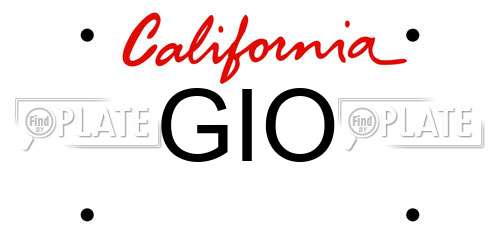 GIO California License Plate