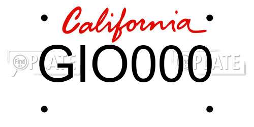GIO000 California License Plate