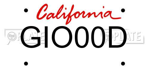 GIO00D California License Plate