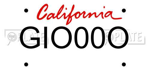 GIO00O California License Plate